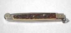NEW AGA CAMPOLIN 12" SICILIANO FIGHTING KNIFE STAG 4 MIL BLADE RING PULL NICKEL SILVERS BOLSTERS
