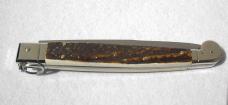 NEW AGA CAMPOLIN 12" SICILIANO FIGHTING KNIFE STAG 4 MIL BLADE RING PULL NICKEL SILVERS BOLSTERS