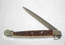 NEW AGA CAMPOLIN 12" SICILIANO FIGHTING KNIFE STAG 4 MIL BLADE RING PULL NICKEL SILVERS BOLSTERS