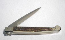 NEW AGA CAMPOLIN 12" SICILIANO FIGHTING KNIFE STAG 4 MIL BLADE RING PULL NICKEL SILVERS BOLSTERS