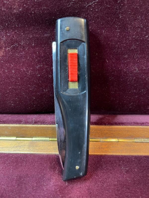 Vintage 1970s or 1980s Italian Flylock automatic knife with black plastic wraparound handle