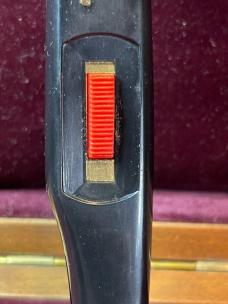Vintage 1970s or 1980s Italian Flylock automatic knife with black plastic wraparound handle