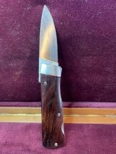 Vintage Benchmark Rolox Viper Sliding Belly Lock knife; wood scales