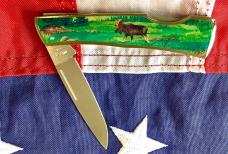 Case xx 1984 Medium Lockback (mdl# 059L SS) w/ Moose Walking in a stream Synthetic Handles -NOS