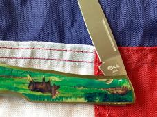 Case xx 1984 Medium Lockback (mdl# 059L SS) w/ Moose Walking in a stream Synthetic Handles -NOS