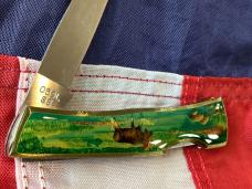 Case xx 1984 Medium Lockback (mdl# 059L SS) w/ Moose Walking in a stream Synthetic Handles -NOS