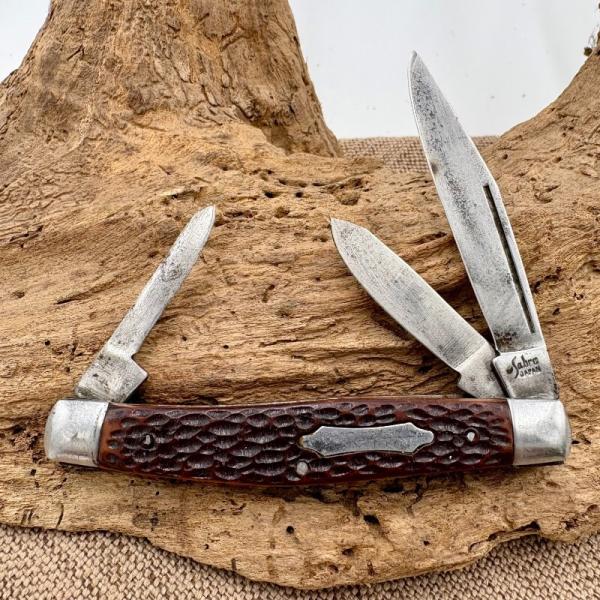 1970's Vintage Sabre 3 blade 644 Stockman Folding Pocket Knife Japan (236) 1970's Vintage Sabre 3 blade 644 Stockman Folding Pocket Knife Japan (236)