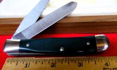 SCHRADE USA 296Y GREEN DELRIN #33 HARRY GANT TRAPPER IN WOODEN BOX WITH PAPERS