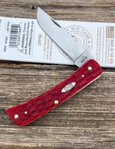 CASE XX ** 2025 DARK RED BONE CARBON STEEL PEACH SEED JIGGED SOD BUSTER JR