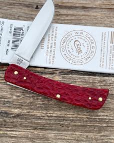 CASE XX ** 2025 DARK RED BONE CARBON STEEL PEACH SEED JIGGED SOD BUSTER JR
