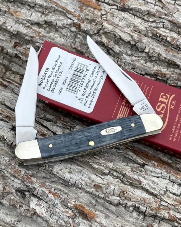 CASE XX ** 2025 POCKET WORN GRAY CRANDALL JIG BONE MUSKRAT