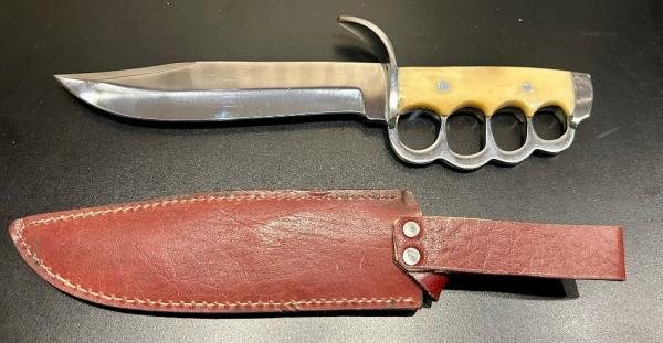 Custom Bowie-Style Fixed-Blade Knife, Bone Scales