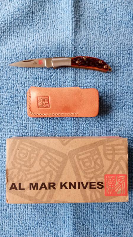Al Mar Osprey Jigged Bone Knife Moki Japan with Leather Slipcase NIB