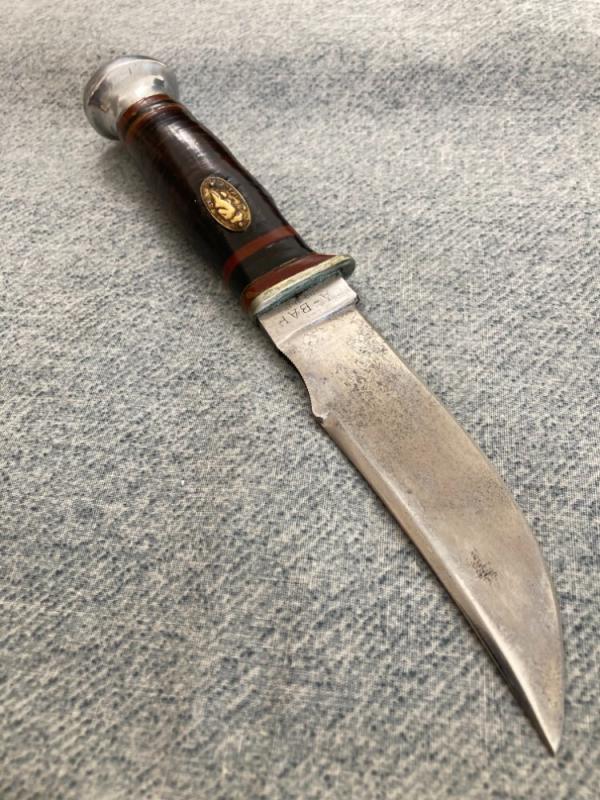 Incredibly RARE!! Antique KA-BAR, UNION CUTLERY, Standing Bear Hunting Knife
