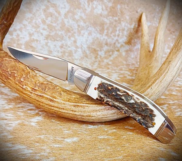RoseCraft Blades Red Deer Stag Stinking Creek Sowbelly RCT023-STG D2 Modified Clip Point