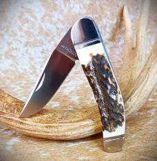 RoseCraft Blades Red Deer Stag Stinking Creek Sowbelly RCT023-STG D2 Modified Clip Point