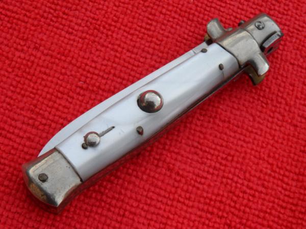 Rare 7" Vintage Italian Stiletto Pearl handles *Rosa Uliana Primo* -Rostfrei stamp