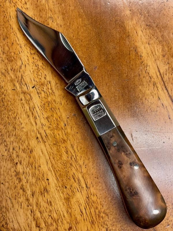 Taylor's Eye Witness Premium Barlow Clip with Thuya Burl Scales and custom Back Spring Filing Taylor's Eye Witness Premium Barlow Clip with Thuya Burl Scales and custom Back Spring Filing