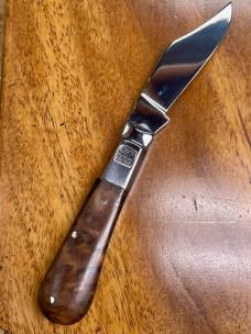 Taylor's Eye Witness Premium Barlow Clip with Thuya Burl Scales and custom Back Spring Filing