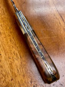 Taylor's Eye Witness Premium Barlow Clip with Thuya Burl Scales and custom Back Spring Filing