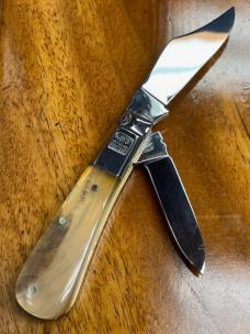 Taylor's Eye Premium Custom Twin Blade Barlow Clip & Pen blades and Rams Horn scales with filing