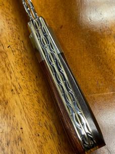 Taylor's Eye Custom made Twin Blade Barlow-Clip & Pen blades, Desert Ironwood scales and filing