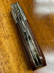 Taylor's Eye Custom made Twin Blade Barlow-Clip & Pen blades, Desert Ironwood scales and filing