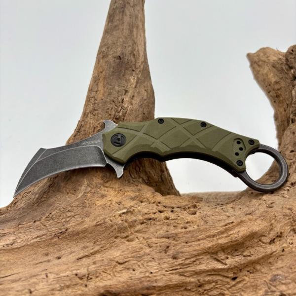 Fox Edge The Claw Emerson Wave LinerLock Karambit Knife Green G10 Handle FE-017B