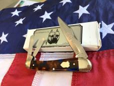 Bulldog Brand 4" Whittler Pocket Knife w/ Brown & Blue Synthetic Handles -NOS