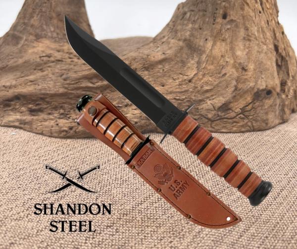 Ka-Bar 1220 U.S Army Fighting Knife 1095 High Carbon Steel 12"Black Fixed Blade