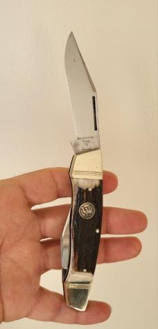 Rare Pattern 4" Hen & Rooster 2-Blade knife, Bertram Cutlery, Stag Handles, Solingen