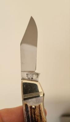 Rare Pattern 4" Hen & Rooster 2-Blade knife, Bertram Cutlery, Stag Handles, Solingen