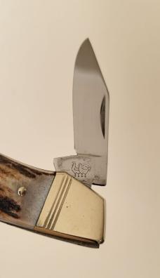 Rare Pattern 4" Hen & Rooster 2-Blade knife, Bertram Cutlery, Stag Handles, Solingen