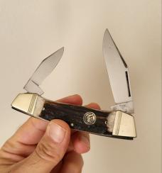 Rare Pattern 4" Hen & Rooster 2-Blade knife, Bertram Cutlery, Stag Handles, Solingen