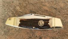 Rare Pattern 4" Hen & Rooster 2-Blade knife, Bertram Cutlery, Stag Handles, Solingen