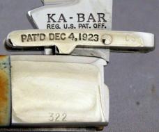 KA-BAR SWING GUARD Locking Folding Hunter with Dog's Head Shield, Bone Handles, Mint, Free Shipping