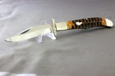 KA-BAR SWING GUARD Locking Folding Hunter with Dog's Head Shield, Bone Handles, Mint, Free Shipping