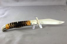 KA-BAR SWING GUARD Locking Folding Hunter with Dog's Head Shield, Bone Handles, Mint, Free Shipping