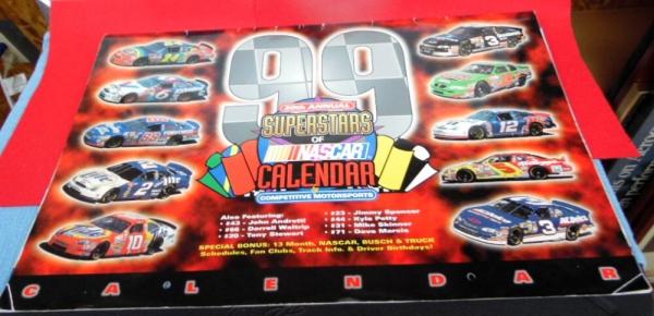 1999 COLORFUL NASCAR CALANDER LOADED WITH PAGES FOR FRAMING APPROX. 16-1/2" X 10-1/4"
