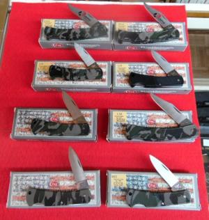 CASE XX GROUP OF 7 CAMO -1 BLK LOCKBACKS IN BOXES 2013-2017