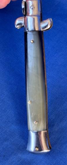 Vintage INOX 23cm Swivel Bolster Switchblade Knife Horn Scales 