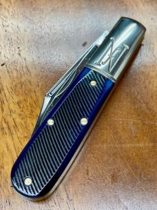 GEC Northfield #771225 Yankee 2-Blade Barlow Clip/Pen Blades with Blueberry Sawcut Bone Covers