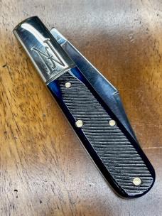 GEC Northfield #771225 Yankee 2-Blade Barlow Clip/Pen Blades with Blueberry Sawcut Bone Covers