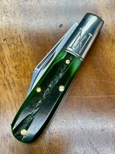 GEC Northfield  #771225 Yankee 2-Blade Barlow Clip/Pen Blades with Pickle Green Marrow Bone Covers