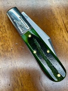 GEC Northfield  #771225 Yankee 2-Blade Barlow Clip/Pen Blades with Pickle Green Marrow Bone Covers