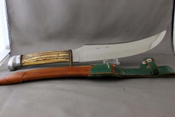 FA BOWER IMP. CO Original Buffalo Skinner Fixed Blade Knife with Original Leather Sheath, Free Ship
