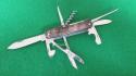 VERY RARE DISCONTINUED c.1960's VICTORINOX 84mm Vice President w/HORN Scales and Exposed Rivets