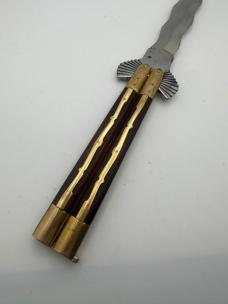 Vintage Filipino Eagle Guard Balisong Knife With Wave Pattern Blade 