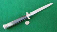RARE c. 1960's Transition 23cm (9") Rostfrei ScriptSwivel Bolster Switchblade HORN MINT !