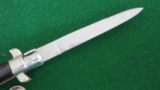 RARE c. 1960's Transition 23cm (9") Rostfrei ScriptSwivel Bolster Switchblade HORN MINT !